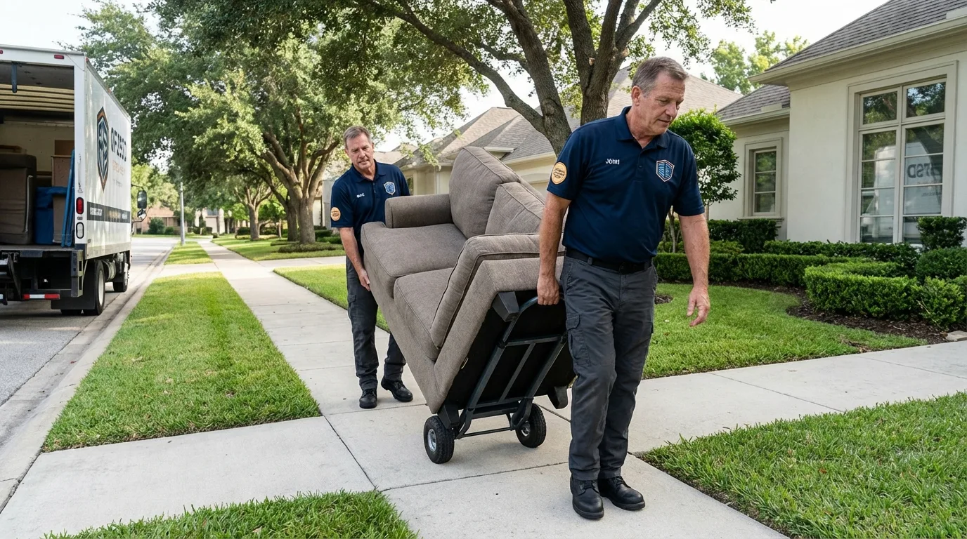 Local residential moving crew loading furniture in Williston Park, NY